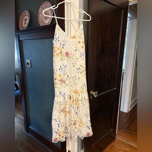 Lavender Brown White Floral Eyelet Midi Dress